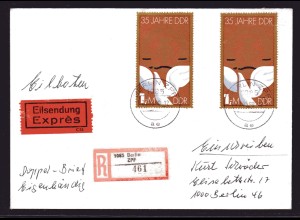 DDR., Me.F. Mi.-Nr. 2902 auf R-Eilbote-Ortsbrief mit AK-St.