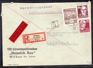 DDR : 84 Pfennig Köpfe II ZuF auf Eilb.-R-Brief, Befund Mayer