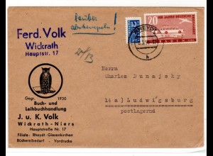 Baden, Fern-Brief mit EF. Mi.-Nr. 55 + Notopfermarke Berlin