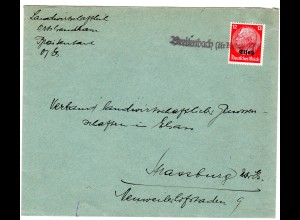 Dt. Besetzung Elsaß; Bedarfsbrief mit Notstempel "Breitenbach"