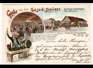 Litho 1897: Gruss aus der Gosenschänke, Leipzig-Eutritzsch