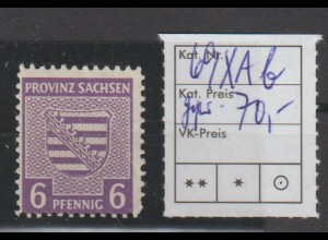 SBZ/Prov. Sachsen: 6 Pfg. Postmeistertrenng. A in b-Farbe, gepr.