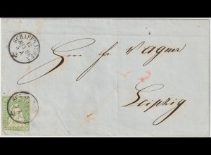 Schweiz: Brief von Schaffhausen nach Leipzig, 1861
