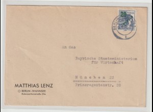 Berlin Grünaufdruck: Fernbrief mit EF 20 Pfg. Grünaufdruck