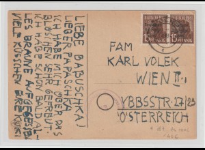 Maschinenaufdruck Arb.-S. 2x 15Pfg. auf Auslands-Postkarte