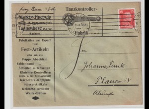 Reklameumschlag: "Tanzkontroller-Fabrik" (was ist das?), Tannenberg Erzgeb.