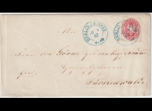 Preußen: Brief von Berlin (blauer Stpl. P.E. No. 12) nach Fürstenwalde