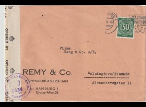 Zensurbrief 1948 nach Finnland mit EF 932
