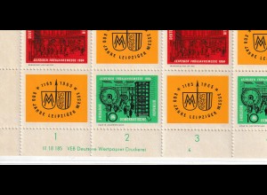 DDR: Frühjahrsmesse 1964 im kompletten Zusammendruckbogen, **