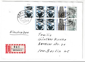 Berlin: Heftchenblatt 22 auf Orts-R-Brief, portorichtig