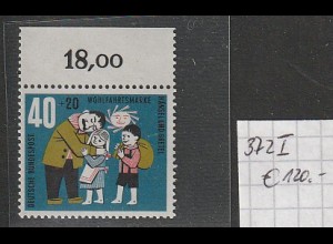 40 Pfennig "Hänsel und Gretel" mit Plattenfehler I, ** (MNH)