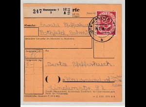 80 Pfg. Posthorn portorichtig auf Paketkarte