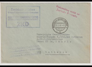 ZKD-Brief: "Briefumschlag zurück..." (roter Stempel)