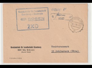 ZKD-Brief über Postnebenstelle Gösen