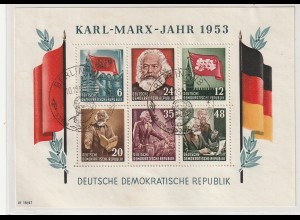 DDR: Karl-Marx-Blocks gezähnt, mit ESSt., geprüft