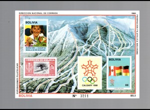 Bolivien Winterolympiade 88, Med.-gewinnerin Kiehl, postfrisch 