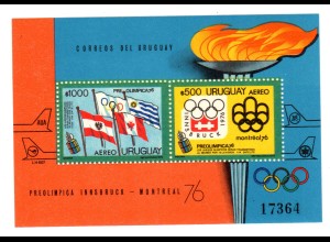 Uruguay (Innsbruck/Montreal 1976) Block 25, postfrisch 