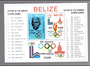 Belize: Geschichte der Olymp. Spiele Block 36 a, postfrisch