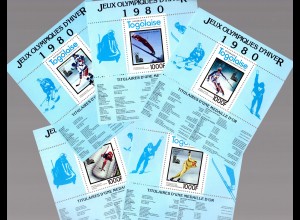 Togo Olymp. Winterspiele 1980, Blocksatz 169-173 A., postfrisch