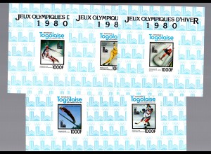Togo: Olymp. Winterspiele 1980, Blocksatz 169-173 geschnitten, postfrisch