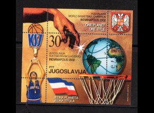 Jugoslawien Block 54 (Basketball-WM 2002), ** (MNH)