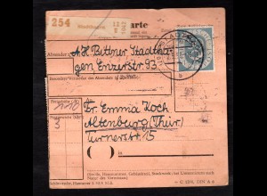 Bund. Posthorn-Paketkarte mit Mi.-Nr. 125 I, Befund Schlegel.