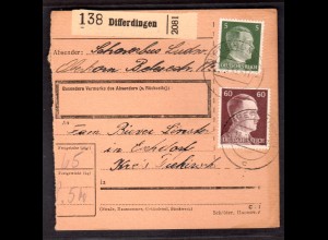 Dt. Besetzung Luxemburg Paketkarte Diekirch