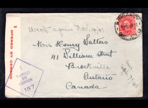 Zensurbrief von Queensland nach Canada, 1944
