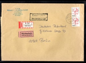 Bund, Eingeschriebener-Fernbrief mit Rückschein MeF. Mi.-Nr. 1397