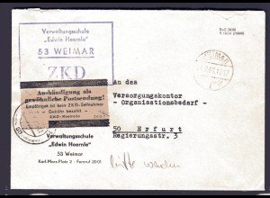 ZKD-Brief "Aushandigung als gewönliche Postsendung" Grau-rosa-Zettel.