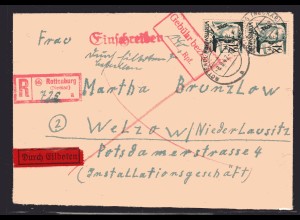 Fr.-Zone, Würtemberg, R-Eilbote-Brief mit 2x Mi.-Nr. 4 + Gebühr bezahlt.