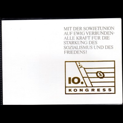 DDR, Gedenkblatt "10. Kongress der Gesellschaft für Deutsch-Sowjetische...."