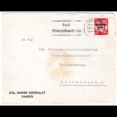Konsulatsbrief aus Danzig nach Dänemark mit EF 724