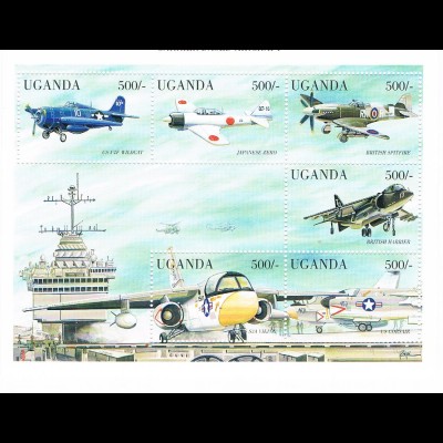 Uganda: Militärflugzeuge; 2 Kleinbögen