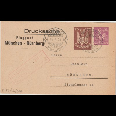 Privatganzsache: Luftpost-Grußkarte München - Nürnberg