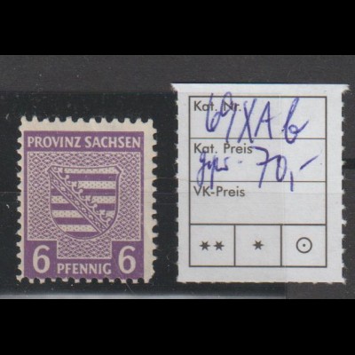 SBZ/Prov. Sachsen: 6 Pfg. Postmeistertrenng. A in b-Farbe, gepr.