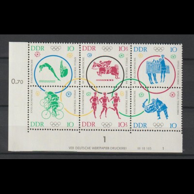 DDR Druckvermerke: Olympiade 6er-Block (1964)