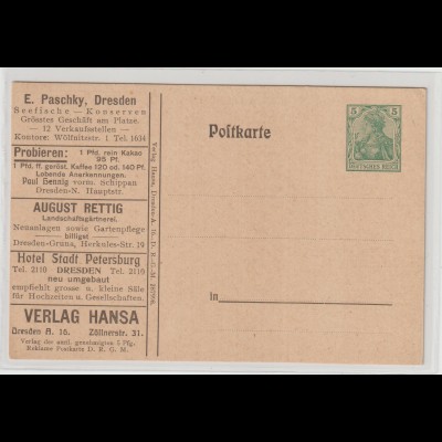 DR Privatganzsache PP27: Anzeigenpostkarte Dresdner Firmen