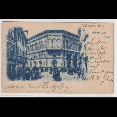 Russland: Fotokarte Gruß aus Riga / Börse 1899