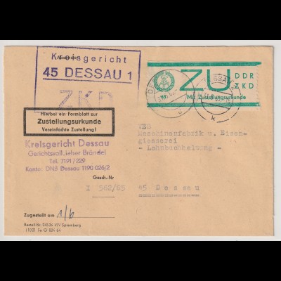 DDR ZKD-Brief: Mit Zustellurkunde