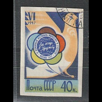 SU: Weltfestspiele 1957 40 Kop. geschnitten, gestempelt