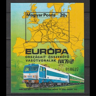 Ungarn - Block Europ. Eisenbahnverbindungen geschnitten, postfrisch (MNH)