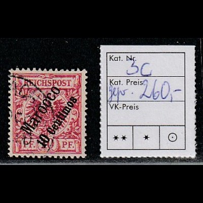 Dt. Post Marokko Nr. 3 in c-Farbe, gestempelt, doppelt geprüft Steuer BPP