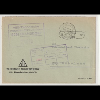 ZKD-Brief über Postnebenstelle Helmsdorf