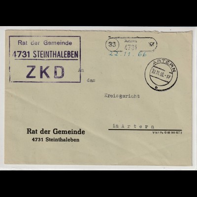 ZKD-Brief über Postnebenstelle Steinthaleben