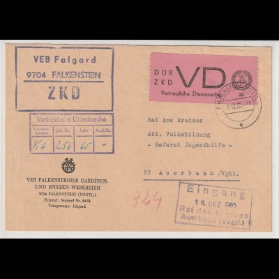 ZKD-Brief, frankiert mit VD 2, kleinformatig, Attest 