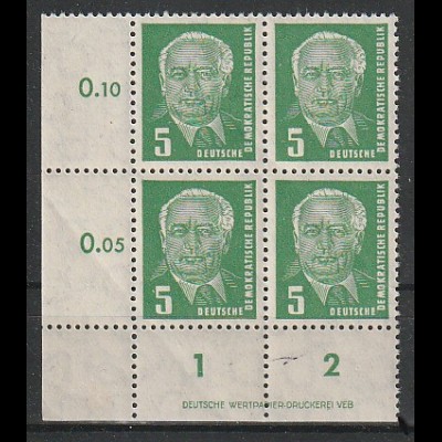 DDR-Druckvermerke: 5 Pfennig Pieck in b-Farbe, geprüft