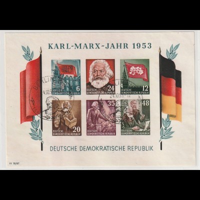 DDR: Karl-Marx-Blocks geschnitten, mit SSt., geprüft