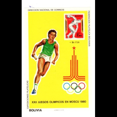 Bolivien (Olymp. Spiele Moskau 1980) Block 93, postfrisch 