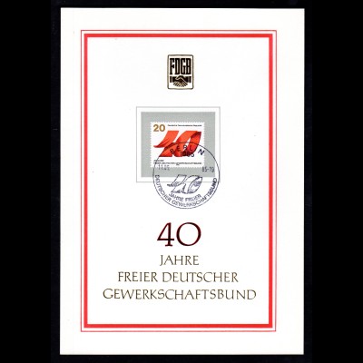 DDR-Gedenkblatt, 40 Jahre Freier Deutscher Gewerkschaftsbund